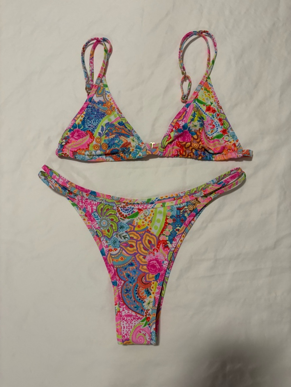 Kulani Kinis Multicolor Paisley Print Triangle Bikini